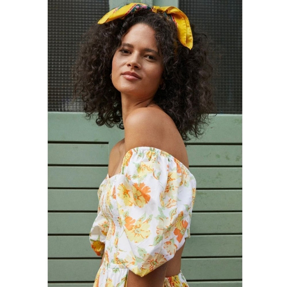 Faithfull The Brand Cutout Spring Loucetta Romantic Cottage Midi Dress NWT Sz S - Picture 2 of 15